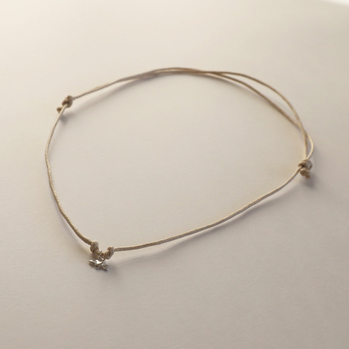 Waxed Cotton Cord Necklace With Sterling Silver Charm Etsy