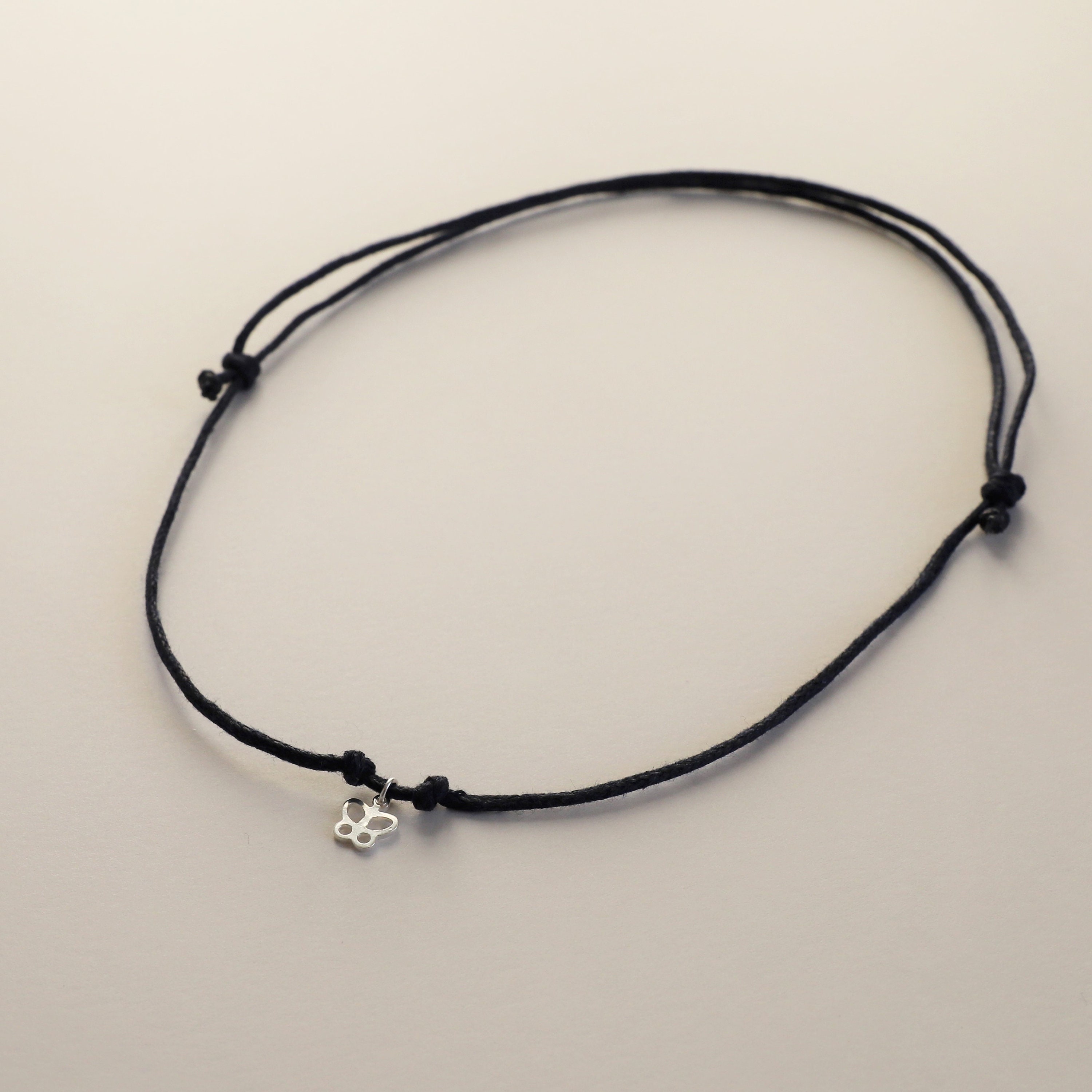 Waxed Cotton Cord Necklace with Sterling Silver Charm Etsy