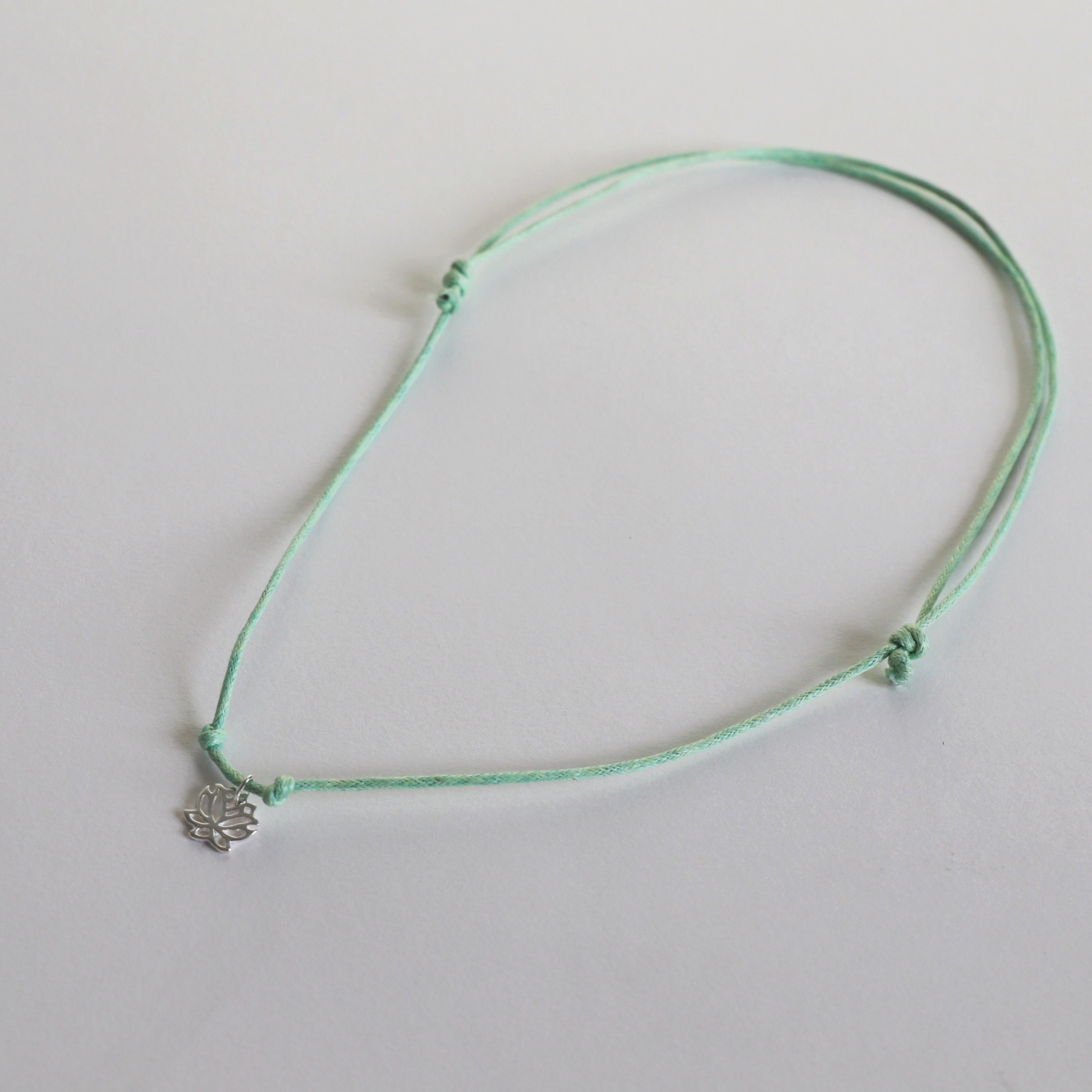 Waxed Cotton Cord Necklace with Sterling Silver Charm Etsy