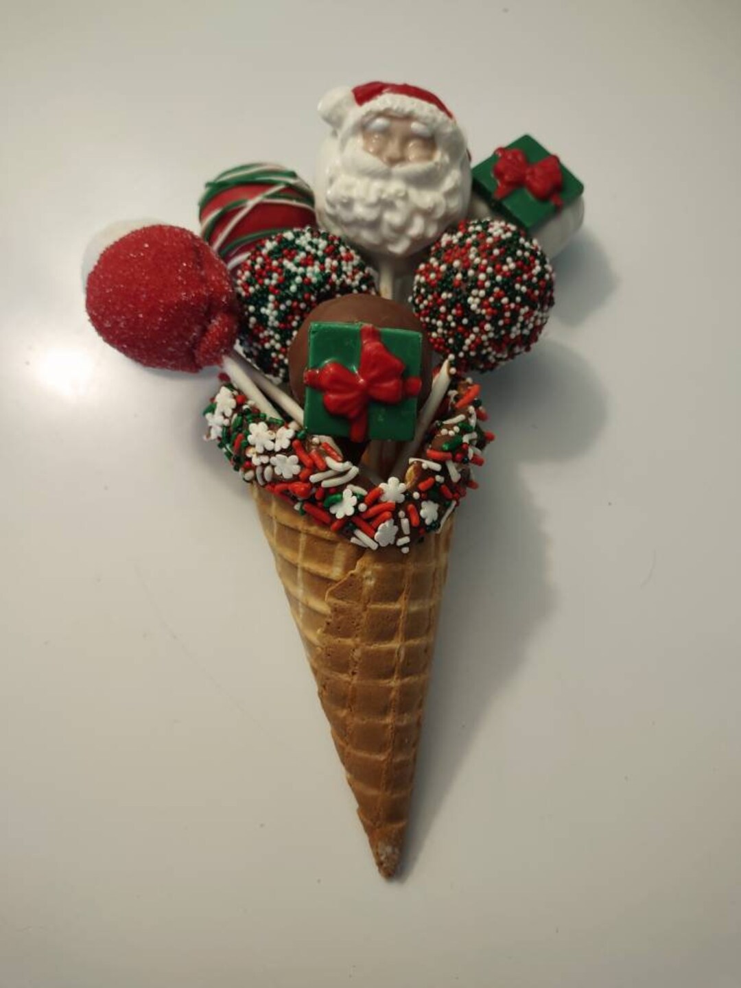 Waffle Cone Filled With Holiday Cakepops. Christmas Santa Etsy