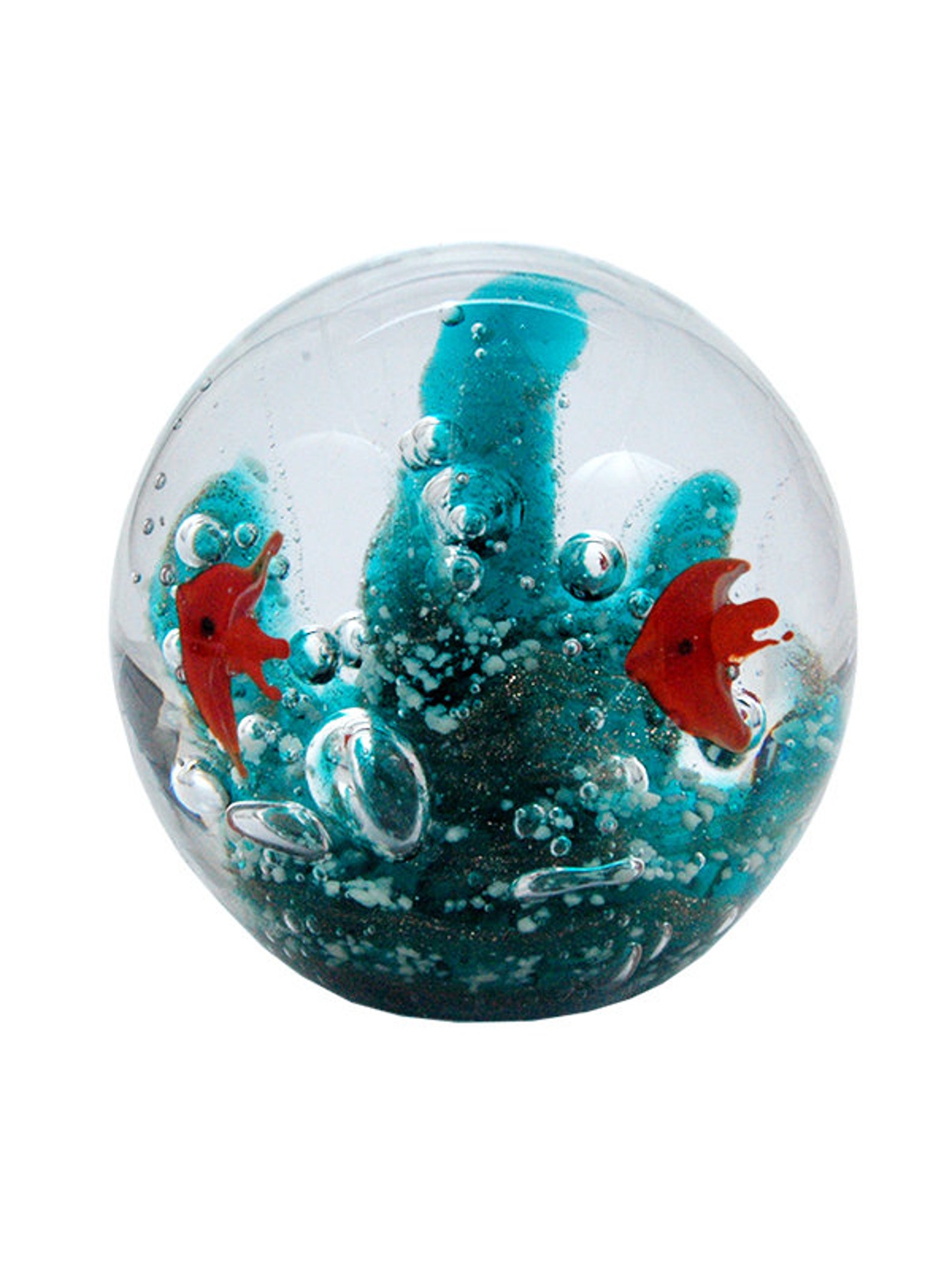 Glass Paperweight coral reef Glows in the dark Etsy