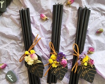 Black Beeswax candles set of 6 • Black ritual candles • Chemical free