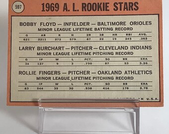 Sold at Auction: 1969 Topps Rookie Stars Baseball Card #597 Rollie Fingers,  Burchart, Floyd