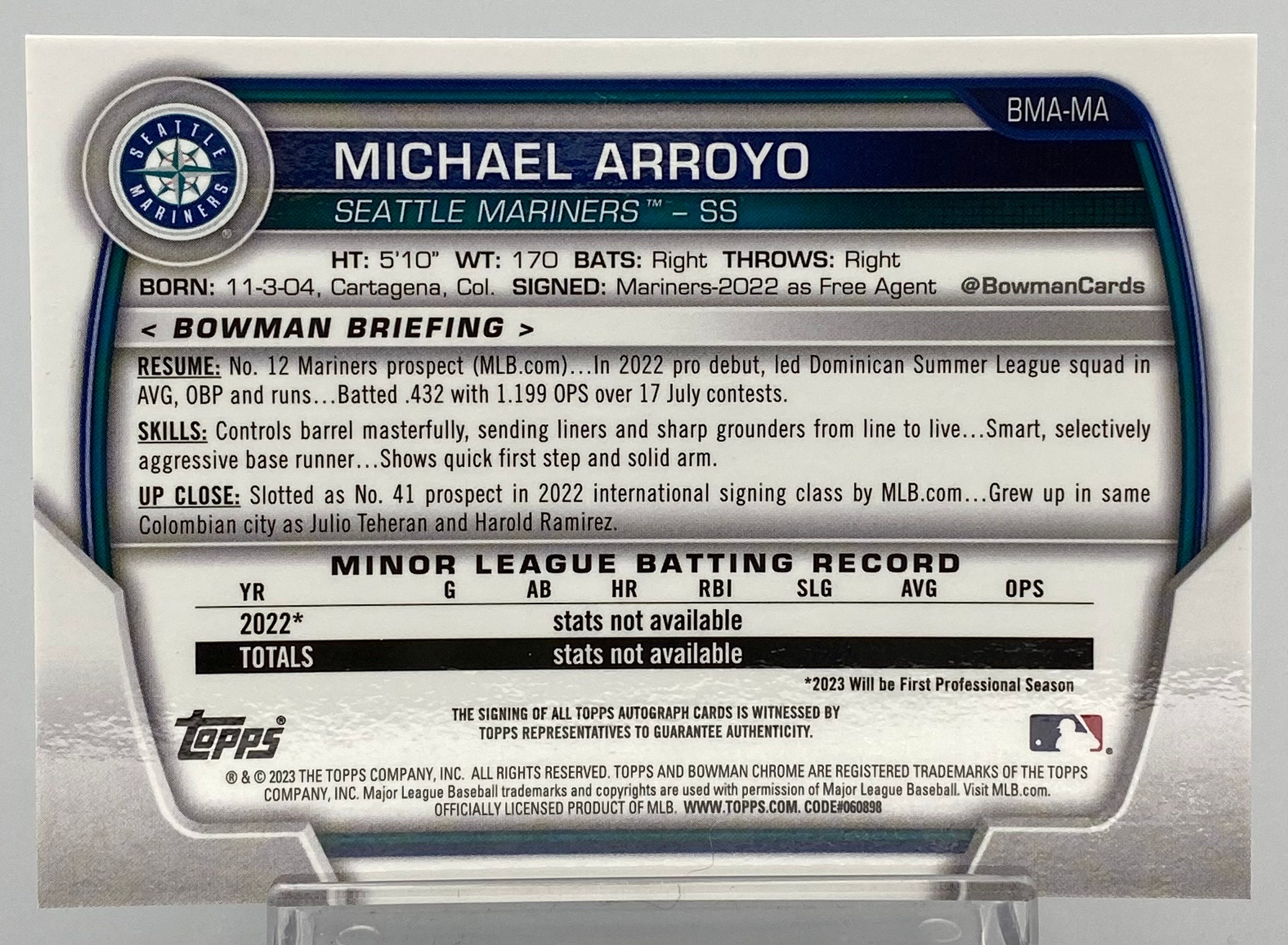 Topps - 直筆サインカード Michael Arroyo 299枚限定 PSA 9 61WJSsz3kxL._UF350,350_QL50_.jpg