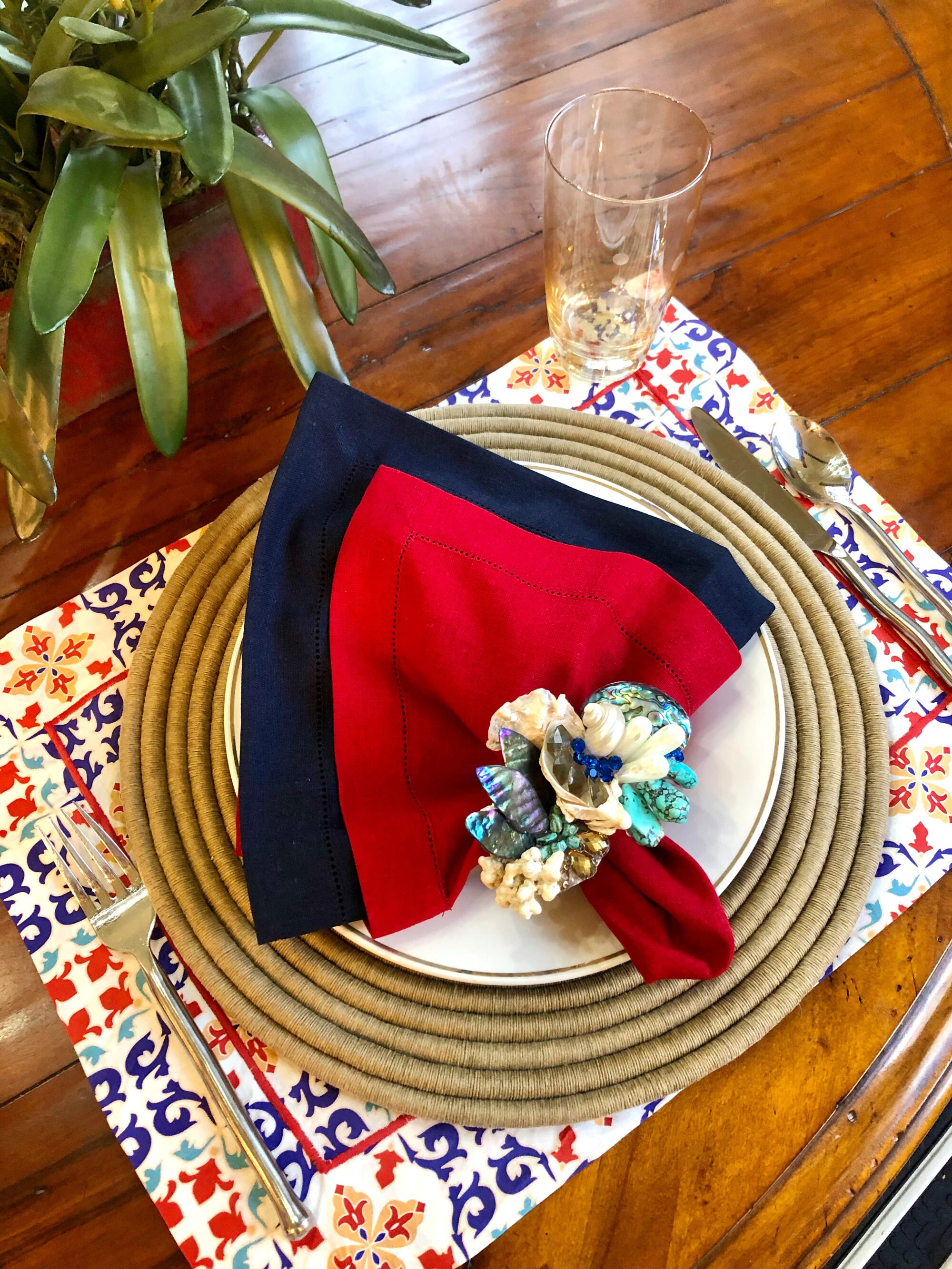 Placemats set of 2 Portuguese Tile 100 Cotton Satin Stitch Etsy