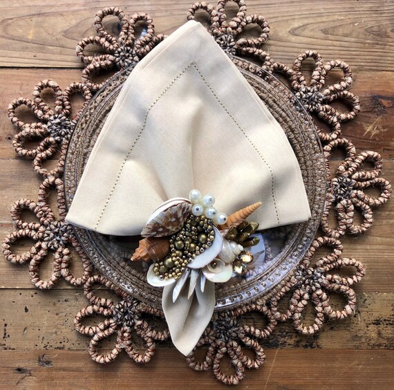 Khaki Linen Napkins Sets of 2 or 4 Hemstitch Border Etsy