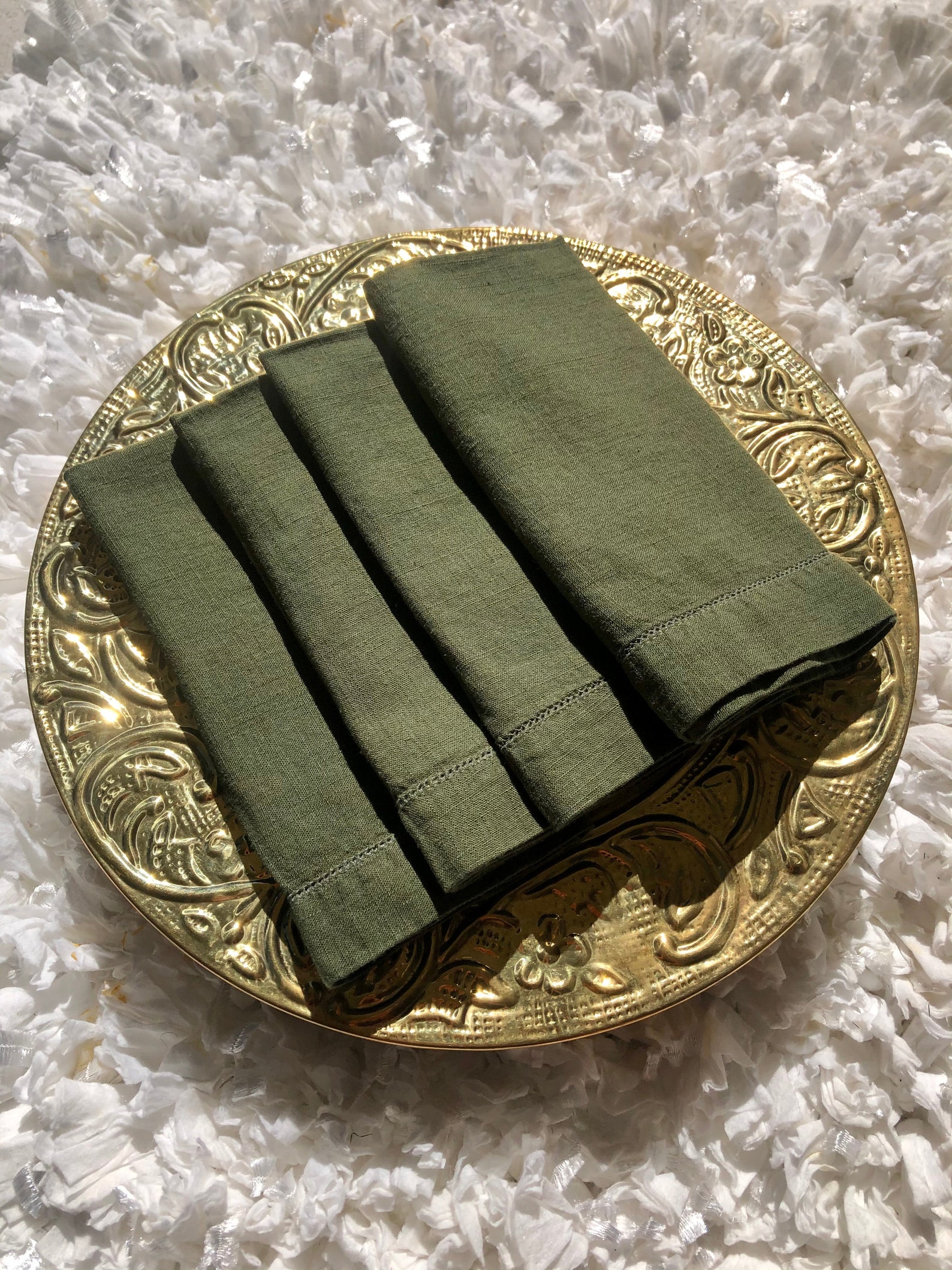 Dark Green Linen Napkins Sets of 2 or 4 Hemstitch Border Etsy