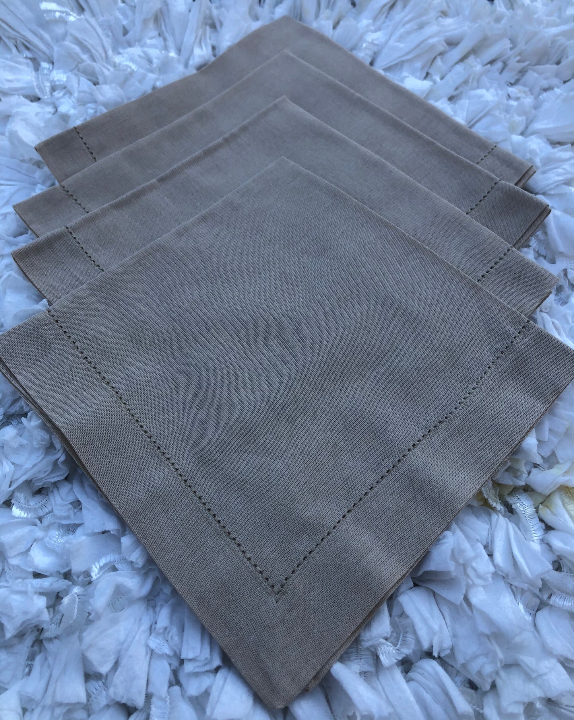 Khaki Linen Napkins Sets of 2 or 4 Hemstitch Border Etsy