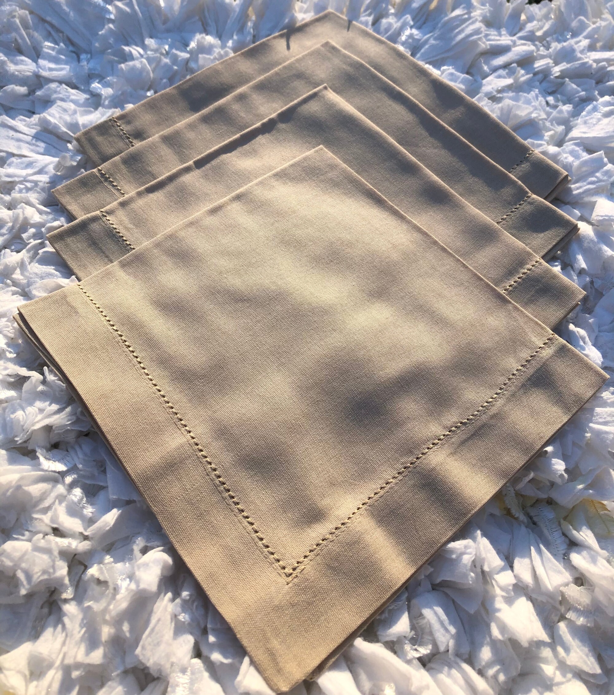 Khaki Linen Napkins Sets of 2 or 4 Hemstitch Border Etsy