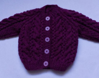 Hand Knitted Cardigan for Baby Girl 3 - 6 months