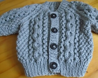 Hand Knitted Cardigan for a Baby Boy 0 - 3 months