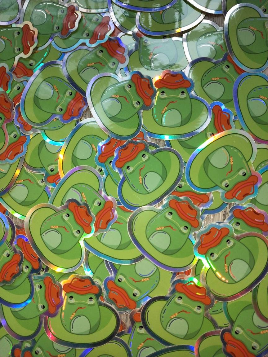 Holographic frog sticker | Etsy