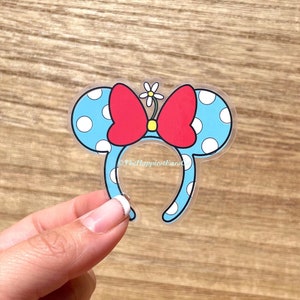 Vintage/Retro Minnie inspired transparent sticker/ Disney Mickey ears headband inspired waterproof phone, water Bottle, laptop decal