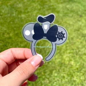 Steamboat Willie inspired Mickey ears transparent sticker/ Vintage Mickey/Minnie headband Disney inspired water bottle, phone, laptop decal