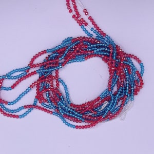 Slimming waist beads / Red and blue waist beads / Tie on waist beads / Glass beads waist beads / Belly chain / Handmade with love beads /
