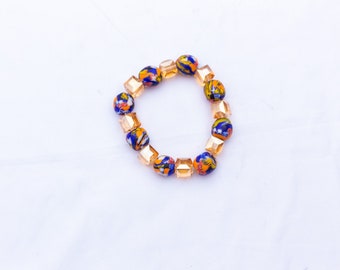 Beaded bracelet / Orange and blue glass beads / glass beads / Handmade beads / Ankara bracelet / Authentic bracelet / Beads / Gifts / Africa