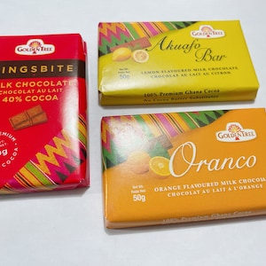 Golden Tree chocolate / Akuafo bar chocolate / Oranco chocolate / Made in Ghana chocolate / 3 bars of Chocolate