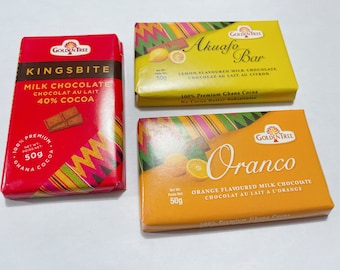 Golden Tree chocolate / Akuafo bar chocolate / Oranco chocolate / Made in Ghana chocolate / 3 bars of Chocolate