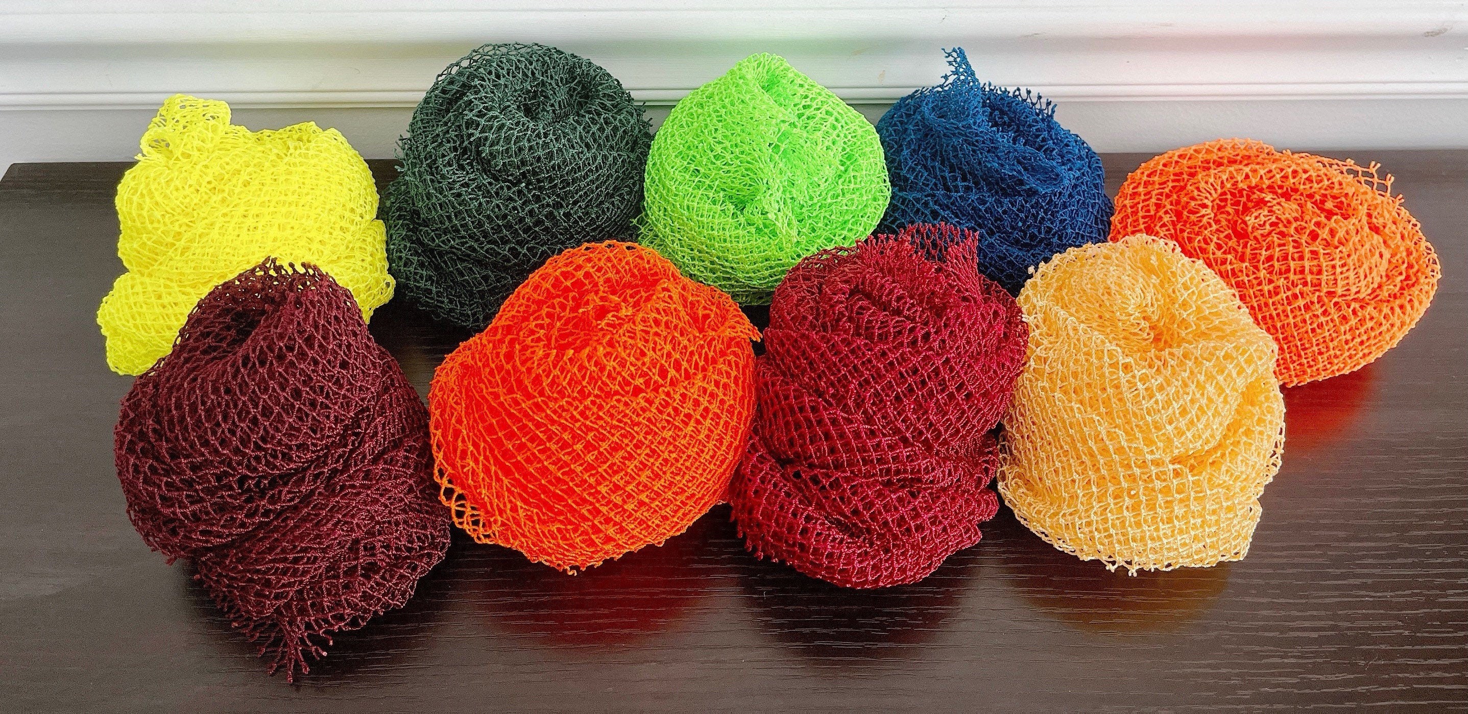 2 Stück Afrikanischer Netz-Schwamm - Peeling-Schwamm Für Körper, Schwarz & Rosa, 80x30cm
