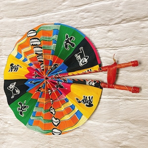 Ankara fan / Folding fan / African fabric fan / foldable fan / Ankara and leather fan / African print fan /