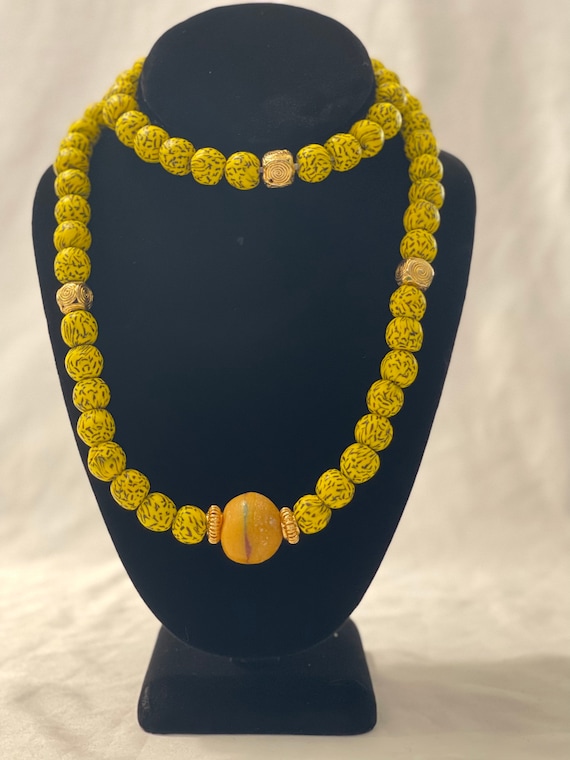Glass bead necklace by Home African Arts and Crafts, Made in Ghana