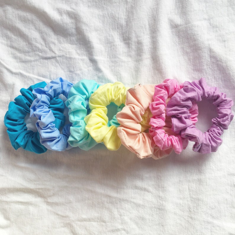 Gift Ideas Pastel Cute Hair Accessories Birthday Fabric Scrunchies Cheap Rainbow Fabric Rainbow Scrunchy Handmade RAINBOW