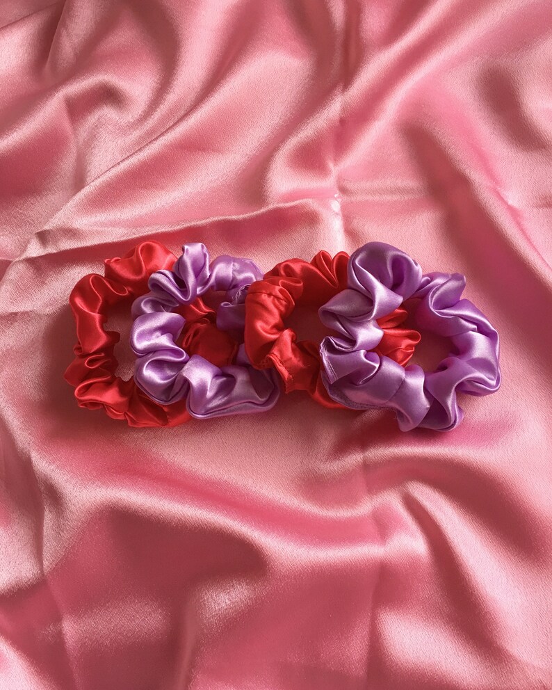 Red Scrunchie Handmade Satin Scrunchie Cheap Scrunchy Scrunchies Rose Hair Accessory Silk ROSE Gift Ideas Satin Fabric