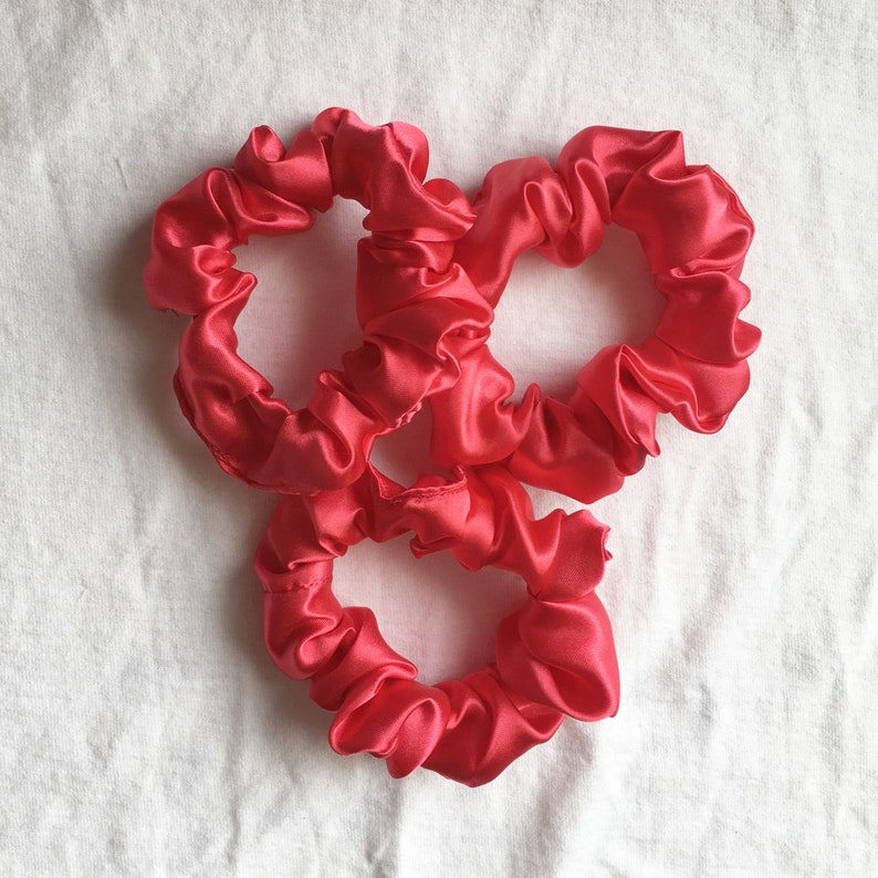 Red Scrunchie Handmade Satin Scrunchie Cheap Scrunchy Scrunchies Rose Hair Accessory Silk ROSE Gift Ideas Satin Fabric