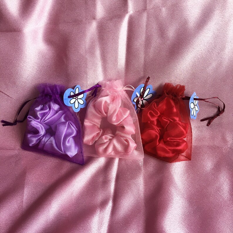 Red Scrunchie Handmade Satin Scrunchie Cheap Scrunchy Scrunchies Rose Hair Accessory Silk ROSE Gift Ideas Satin Fabric