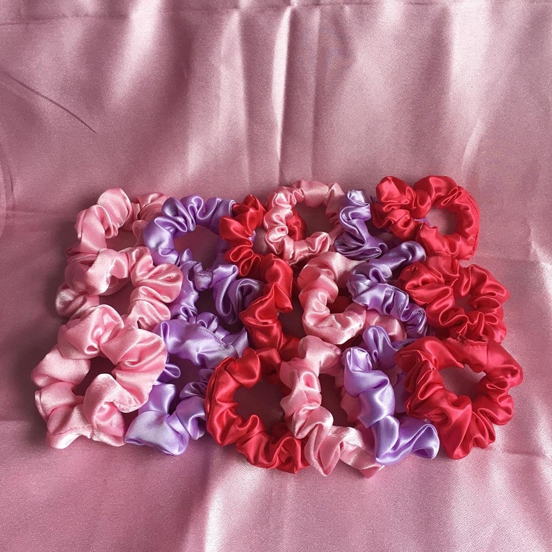 Red Scrunchie Handmade Satin Scrunchie Cheap Scrunchy Scrunchies Rose Hair Accessory Silk ROSE Gift Ideas Satin Fabric
