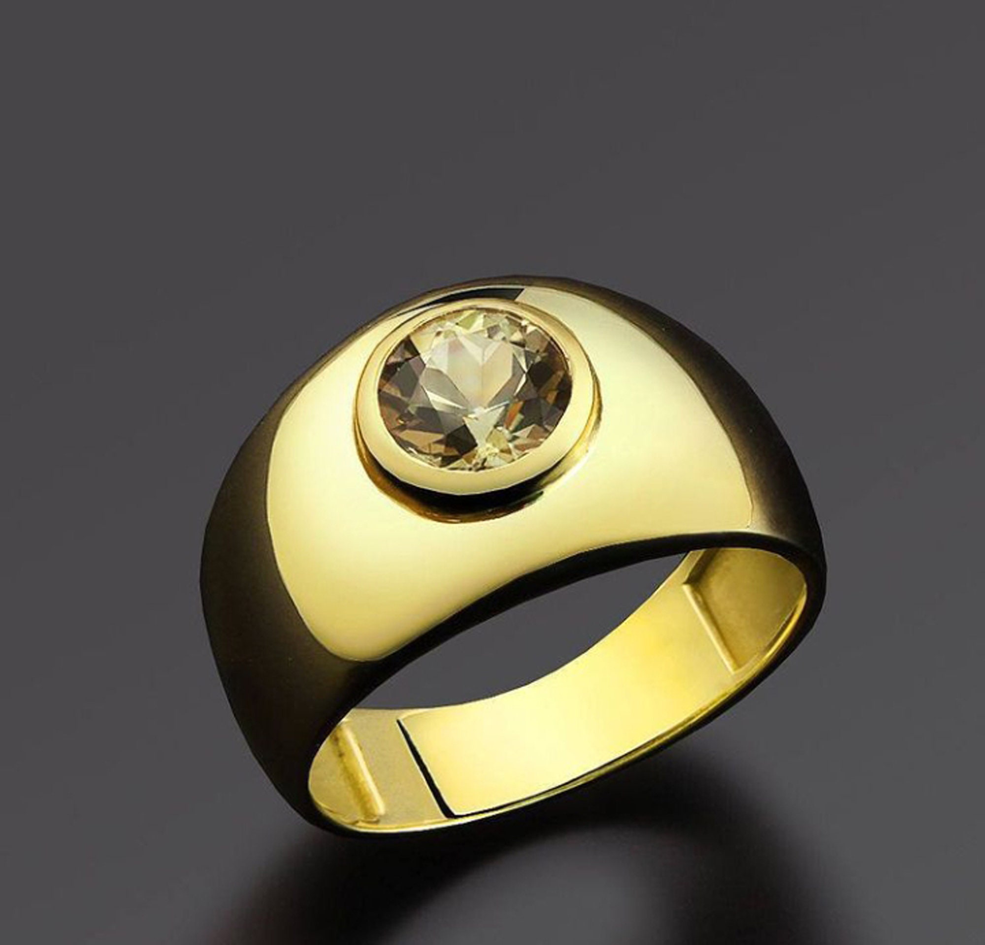 Solid 14 carat Gold Ring Mens Gold Ring Natural Citrine Etsy