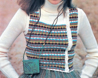 Interesting Crochet Vest PDF Pattern Button Front Vest Pattern