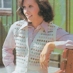 Crochet Vest with Bauble Texture PDF Pattern Multi Colored Vest Vintage Crochet Pattern