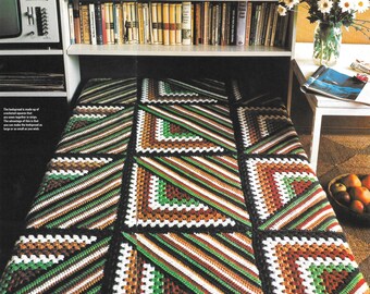 geometric granny square bed spread downloadable pattern crochet granny square blanket vintage pattern