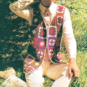 Vintage Granny Square Vest downloadable PDF pattern