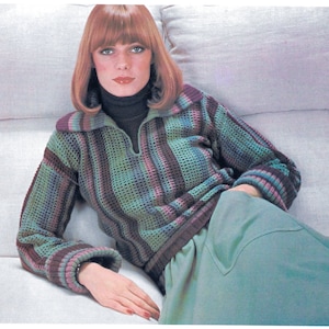1970s Lacy Flared Skirt Crochet Pattern and Ribbed Sweater 1970s Lacy Flared Skirt Crochet Pattern and Ribbed Sweater