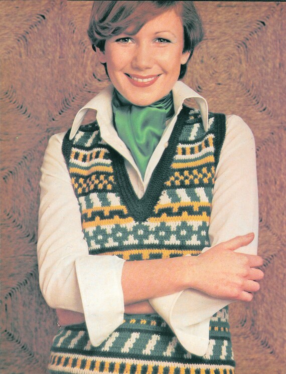 Vintage Crochet Pattern Graphic Crochet Cardigan PDF Crochet Etsy