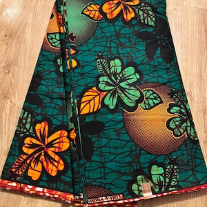 Dark Green & Orange (limited edition) African Print Fabric by the yard/ African print fabric per yard/ Ankara fabric/ 100% cotton