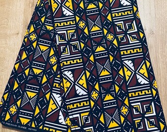 Black, Yellow, brown mud cloth African Print Fabric/ African print fabric per yard/ Arts and Crafts/ Ankara print fabric/ Kente fabric