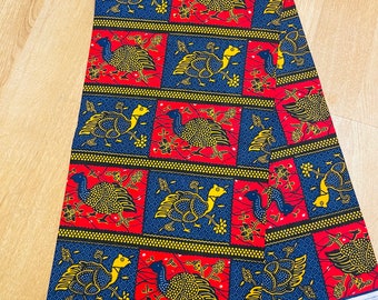Yellow, Blue and Red African Print Fabric/ African print fabric per yard/ Arts and Crafts/ Ankara print fabric/ Kente fabric