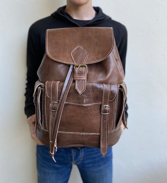 Premium Real Leather Backpack from Etsy Leather Backpack Handmade Leather Rucksack Personalised  main image 3