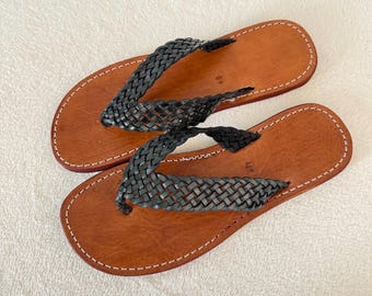 Genuine leather sandal, Genuine leather thongs, 100% handmade natural leather sandal, Handcrafted and authentic sandal