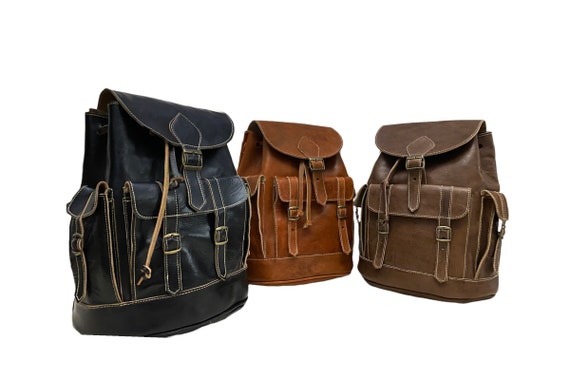 Set de tres mochilas en piel real 100 hechas a mano de alta gama