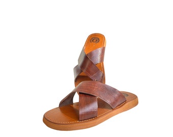 Genuine leather sandal, Genuine leather flip flops, 100% handmade natural leather sandal, Artisanal and authentic sandal