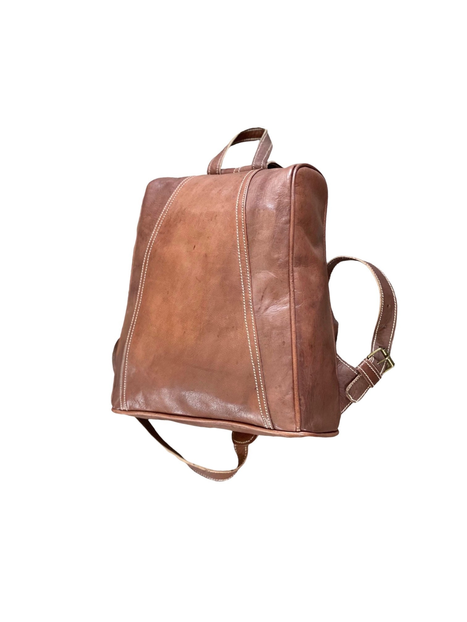 Brown Leather South Africa Backpack Purse - Leather(?) Womens Cognac Brown Leather Convertible Backpack Shoulder  main image 3