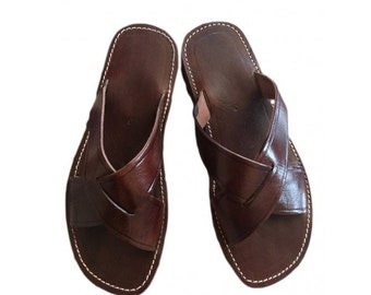 Genuine leather sandal, Genuine leather thongs, 100% handmade natural leather sandal, Handcrafted and authentic sandal