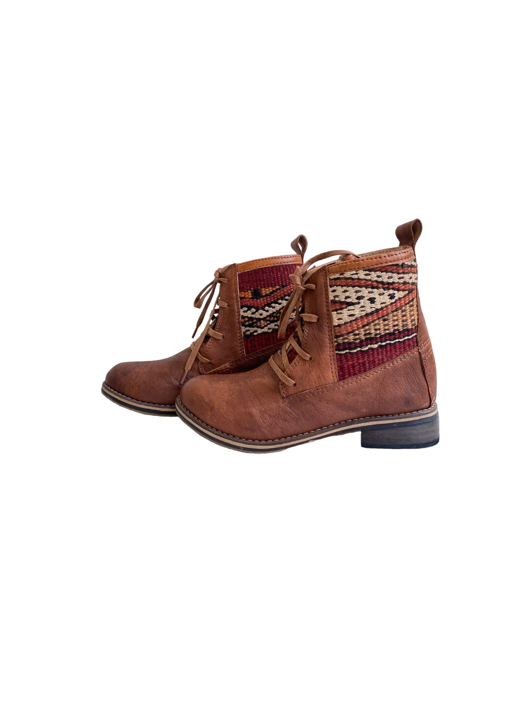 Brodequin en vrai cuir et KILIM mode femme 100 fait main qualit