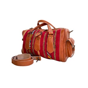 Hochwertige Reisetasche, leichte Wochenendtasche aus Leder, schickes marokkanisches Gepäck, handgefertigte Sporttasche, Reisetasche aus Premiumleder