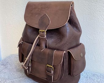 Genuine Leather Backpack, Handmade in Morocco, Practical Bag  display picture 2