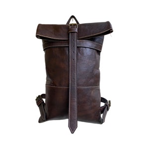 Brown backpack 100% handmade entirely in high quality genuine leather.